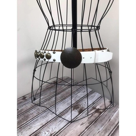 White leather with brass accents - Picture 2 of 4